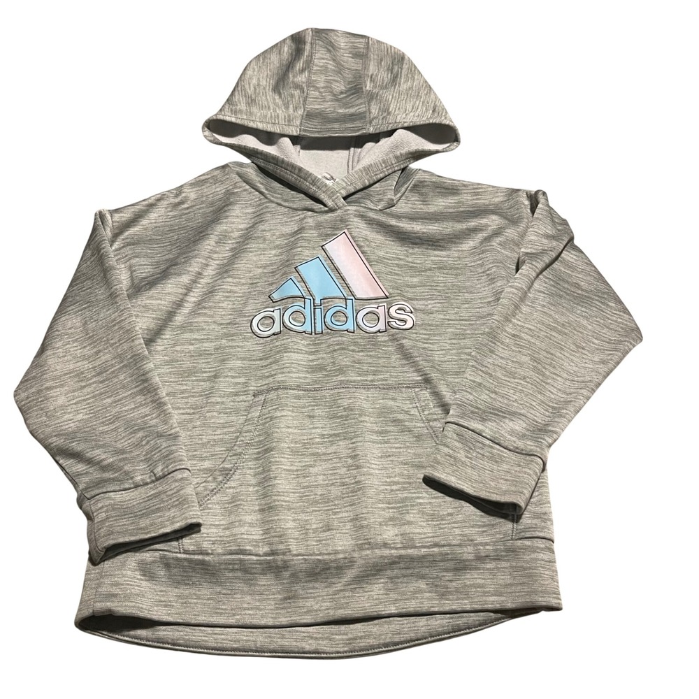 Kids Adidas Gray Heathered Pullover Hoodie Sweatshirt Size 4T